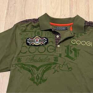 COOGI Men’s Australia Olive Green Embroidered Polo Rare size Large